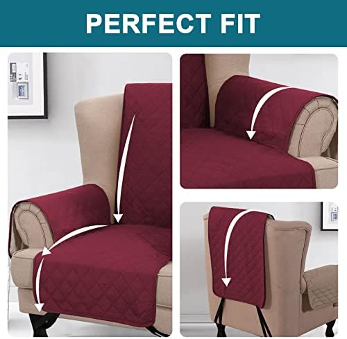 Turquoize 100% Waterproof Wing Chair Cover Wing Chair Slipcovers, Burgundy - Image 5