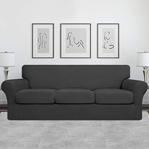 Easy-Going 4 Pieces Stretch Sofa Cover for 3 Cushion Couch Washable - Image 2