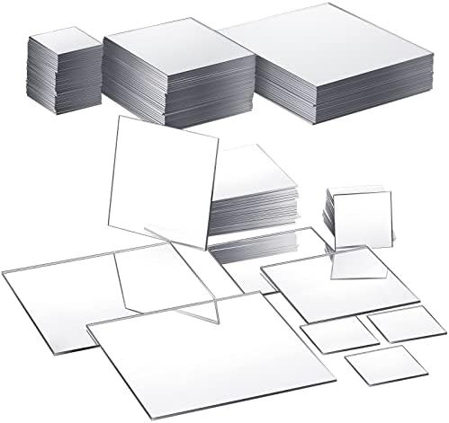 Jetec 50 Pcs Mini Size Square Mirror Adhesive, 1 x 1/2 x 2/3 x 3 Inch by Jetec