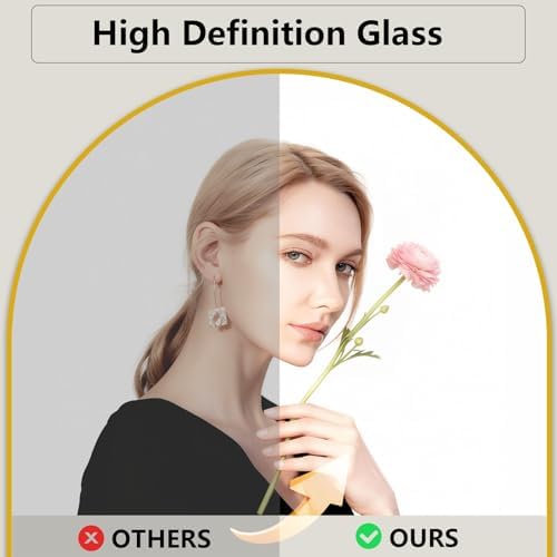 Oversized Full Length Mirror, 38"x77" Large Arched Floor Mirror Full Length with Stand, Room Decor Big Full Body Mirror with HD Tempered Glass Aluminum Frame for Bedroom Living Room, Gold - Image 3