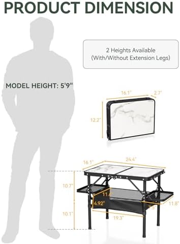 Titanker Small Camp Table 2ft, Folding Camping Table Portable with Storage Bag & Side Racks, Picnic & Beach Table, Car Camping Essentials, Aluminum Light & Solid - Image 3