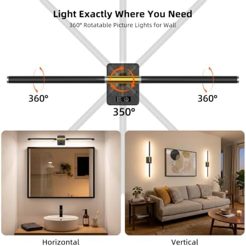 Cordless Wall Sconces Battery Operated Set of 2, Detachable Battery | Digital Battery Display,Backup Battery,3CCT Dimmable,Timer,360°Rotatable,Easy Install,No Wiring for Bedroom Living Room Decor - Image 6