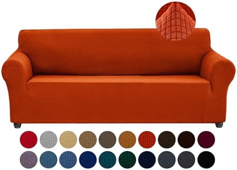 Joccun Stretch Couch Cover Slipcovers, 1-Piece Sofa Covers for 3 Cushion Couch Spandex Jacquard Washable Furniture Protector Cover for Living Room,Kids,Pets(Sofa,Pureed Pumpkin) by Joccun