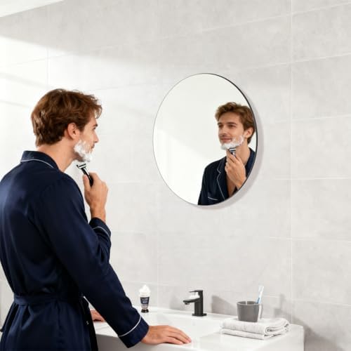 Oval Mirror, 16 x12in Acrylic Oval Bathroom Mirrors for Over Sink, Kids Safe Lightweight Unbreakable Frameless Wall-Mounted Mirrors Stickers for Makeup Home Workout Gym Hallway Dorm (1, 16×12inch) - Image 4