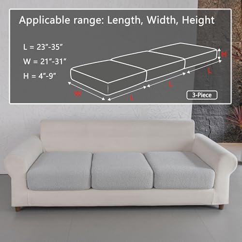 OHSIO Couch Cushion Covers for Sectional Sofa, Stretch Soft Sofa Slipcovers - Image 2