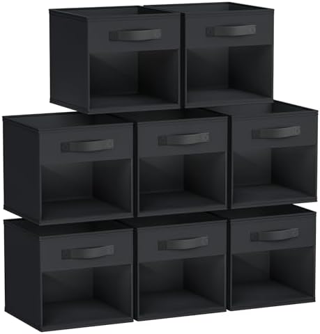 DIMJ 8 Pack Foldable Storage Cubes with Window, Closet Storage Bins with Handle, 11x11 inch Storage Cubes for Clothes, Toys, Books by DiMJ