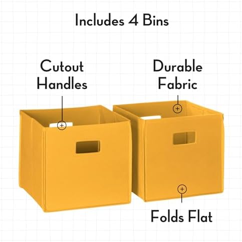 RiverRidge Folding Storage Bins - 4-pack of 10in Tall Golden Yellow Cubes - Image 4