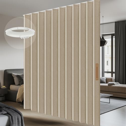 Room Divider Curtain Sets with Flexible Ceiling Track, Privacy Soundproof Curtain for Bedroom Office Patio Sliding Door(Beige, W180 x L84, 1 Pack) by AJAZZ