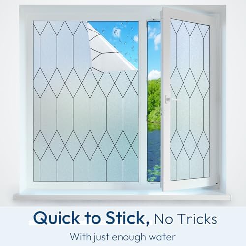 rabbitgoo Moroccan Pattern Static Cling Window Privacy Film, 17.5" x 157.4" - Image 4