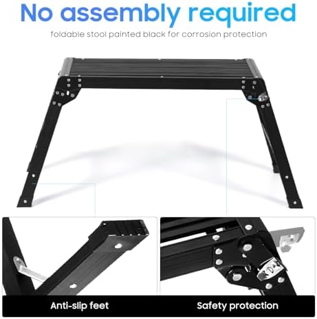 LEADALLWAY Aluminum Work Platform Step Ladder, Black - Image 4