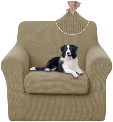 U-NICE HOME 2 Pieces Chair Covers Stretch Chair Slipcover, Sand by U-NICEHOME
