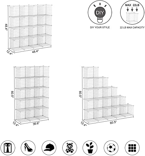 C&AHOME Wire Cube Storage, 16-Cube Organizer Metal C Grids Storage, White - Image 3