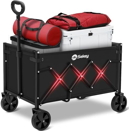 Sekey Lightweight Collapsible Wagon, 220 lb Capacity, Quick-Fold Cart by Sekey