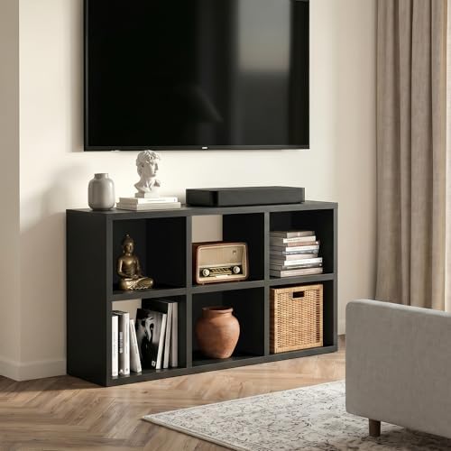 LUCKLIFE 6-Cube Storage Organizer, Modular Bookcase Shelf with Vertical or Horizontal Use, Fits 11×11" Bins, Optional Back Panels, for Living Room, Office, Black - Image 3