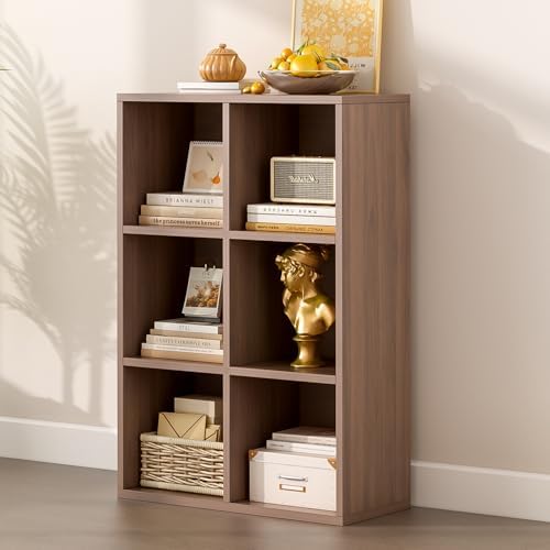 OSCHF 6-Cube Storage Shelf Bookcase, Walnut by OSCHF