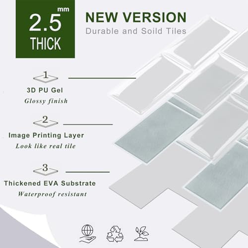 STICKGOO 10-Sheet Subway Tile Peel and Stick Backsplash, Self Adhesive Vinyl Wall Tiles, Stick on Backsplash for Kitchen and Bathroom(Thicker Design) - Image 7