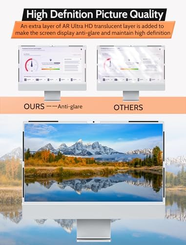 Mamol Magnetic Privacy Screen for iMac 27 Inch & Studio Display (2022 Models), Anti-Glare Blue Light Filter Shield – Upgraded Anti-Spy 27" Privacy Protector - Image 4