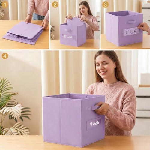 Storage Bins,11" Cube Storage Bin with Labels,10pcs,Purple - Image 5