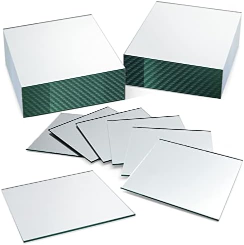 Bright Creations Square Mirror Tiles - 4 in, Silver, Pack of 50 - for Crafts & Table Centerpieces - Mirror Mosaic Tiles by BrightCreations