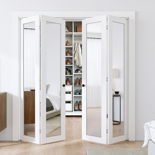 SMARTSTANDARD 48" x 80" Bifold Doors, Mirror Closet Folding Doors, MDF - Image 4