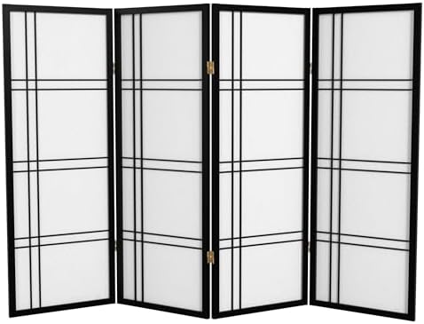4 ft. Short Double Cross Shoji Screen - Black - 4 Panels by RedLantern