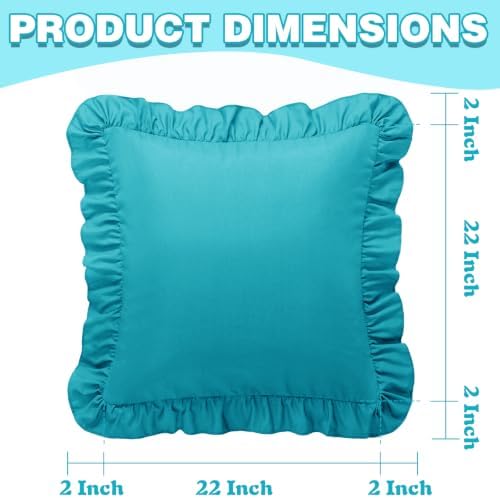 KKJIAF 2 Pack Ruffle Pillow Cases 22x22 Inches, Teal - Image 3