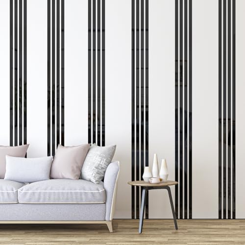 Acrylic Mirror Wall Stickers, Peel and Stick Mirror Strips for Wall Decor, Shatterproof Decorative Mirror Tiles for Entryway, Bedroom, Hallway & Small Space Decor (20, Black) - Image 5