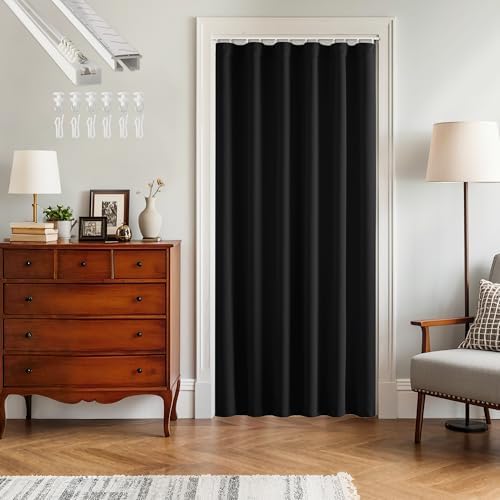RYB HOME Doorway Curtain with Straight Ceiling Track, Privacy&Blackout by RYBHOME