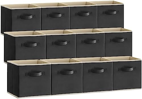Lifewit Storage Cubes, 11 Inch Organizer Bins, 18L Black, 12 Packs by Lifewit
