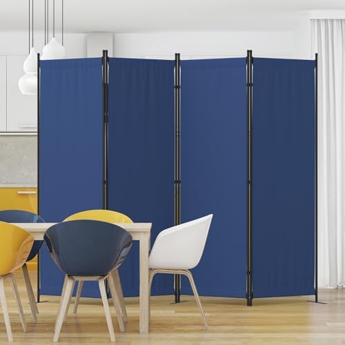 Partition Room Divider 4 Panel Portable Wall with 3 Wider Feet by Kecreque
