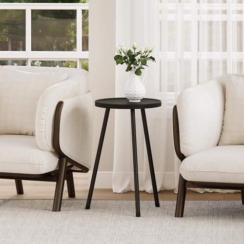Small Couch Side Table, Drink Table, Mini Round End Table, Coffee Table, Snack Table for Small Spaces, Living Room, Bedroom, Sofa LET520BK - Image 5