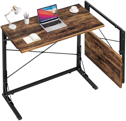 Vantic 31.5" Folding TV Tray Table for Eating on Couch, Rustic Brown by Vantic
