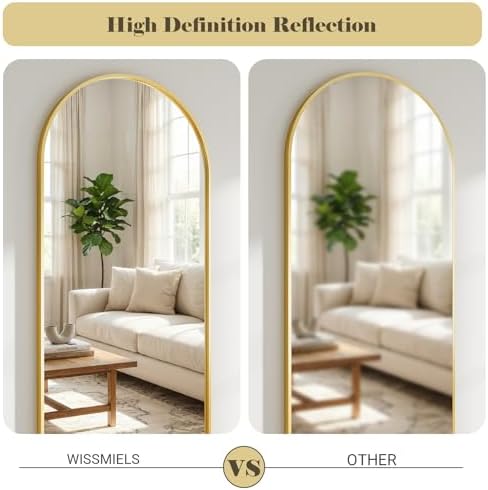 Large Full Length Mirror, 36"x80" Arched Floor Mirror Full Length with Stand, Room Decor Big Full Body Mirror with HD Tempered Glass Aluminum Frame for Bedroom Living Room, Gold - Image 3
