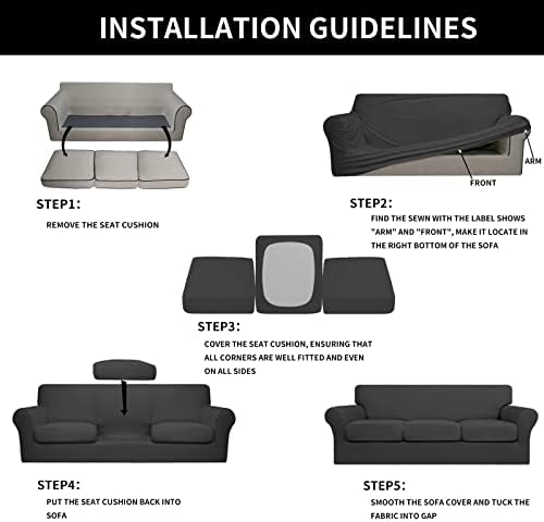 Easy-Going 4 Pieces Stretch Sofa Cover for 3 Cushion Couch Washable - Image 6