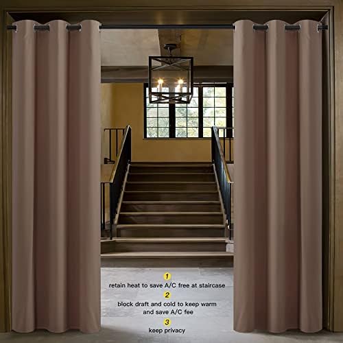 NICETOWN Sound Reducing Room Divider Curtain Screen Partition, Function Thermal Blackout Patio Door Curtain Panel, Sliding Door Insulated Curtain, Cappuccino, 5ft Wide x 7ft Long - Image 2