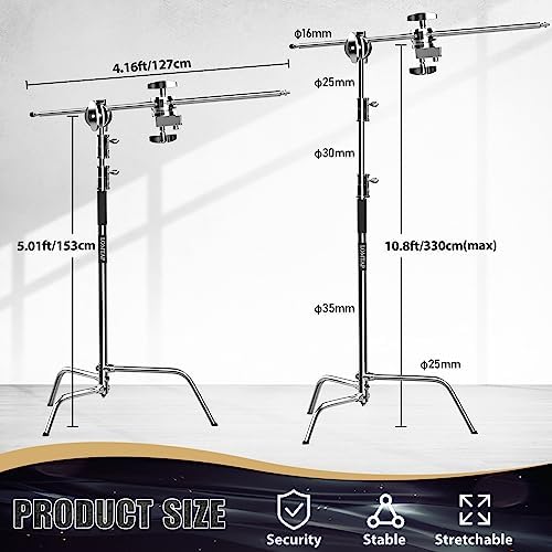LOMTAP C Stand with Boom Arm, 10.8ft/330cm Heavy Duty Light Stand - Image 3