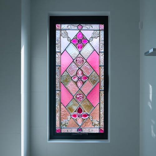 IVN Stained Glass Window Film Rose Floral 17.7x39.3 in Window Privacy Film - Image 6
