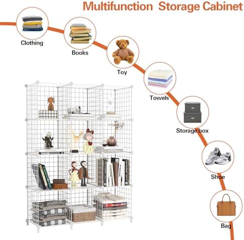 AWTATOS Wire 12 Cube Storage Organizer, Closet Storage Shelves Stackable - Image 6