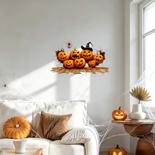 Pumpkin Wall Decals Peel and Stick Halloween Wall Stickers, Jack O Lantern Removable Vinyl Wall Decor, Cute Pumpkin Wall Art for Kids Bedroom Living Room Classroom Window Halloween Party Decorations - Image 5