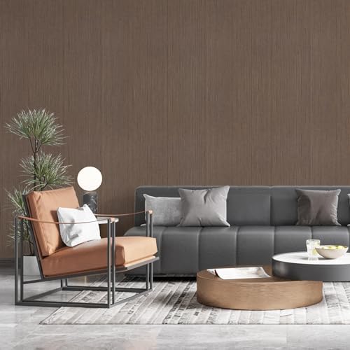 Brown Grasscloth Peel and Stick Wallpaper A Set of 23.6" X 480" Self-Adhesive Texture Contact Paper Faux Grasscloth Removable Wallpaper for Cabinets Counter Top Shelf Liners - Image 3