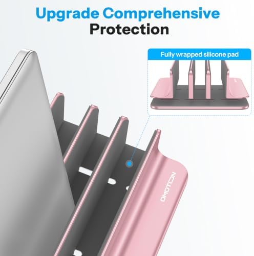 OMOTON 3-Slot Multiple Vertical Laptop Stand, Fits MacBook, Rosegold - Image 4