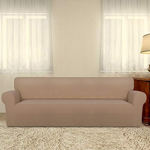 PureFit Stretch Couch Covers for Sofa 4 Seater Slipcovers Camel - Image 2