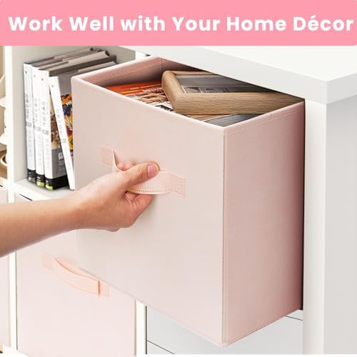 Criusia Storage Cubes - 13 Inch Heavy Duty Fabric Storage Bins for Shelves Closet Cube Organizer - 8 Pack Collapsible Cube Storage Bins Baskets for Clothes Blankets Toys - Nursery Organization - Image 4
