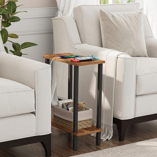 TUTOTAK Narrow Side Table, 2-Tier Small End Table for Couch - Image 4