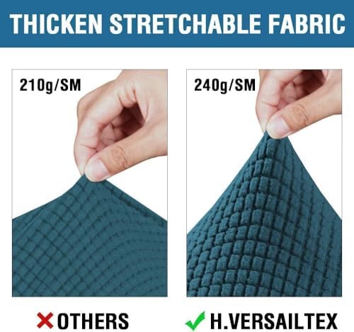 H.VERSAILTEX 4 Piece Stretch Sofa Covers for 3 Cushion Couch Covers for Living Room Furniture Slipcovers (Base Cover Plus 3 Seat Cushion Covers) Thicker Jacquard Fabric (Large Sofa, Deep Teal) - Image 3