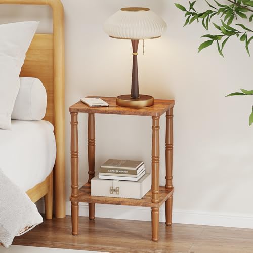 LUCKNOCK Small Side Table for Small Spaces, Vintage End Table, Narrow Couch Side Table with Storage, Skinny Nightstand Bedside Table for Bedroom, Living Room, Farmhouse, No-Tool Assembly, Rustic Brown - Image 6