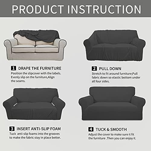 Easy-Going Stretch Oversized Loveseat Couch Covers Washable Dark Gray - Image 6
