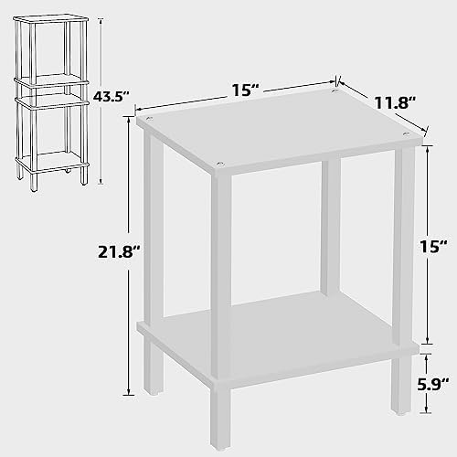 TUTOTAK End Table, Set of 2, Side Table, Nightstand, 2-Tier Storage Shelf - Image 3