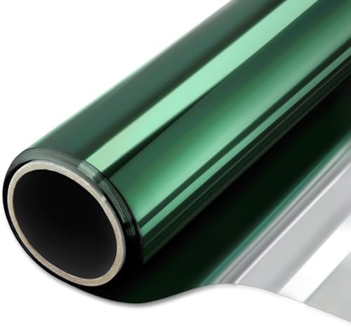 WPCTEV One Way Window Privacy Film, Mirror Tint, Green, 29.5In x 6.5Ft by WPCTEV