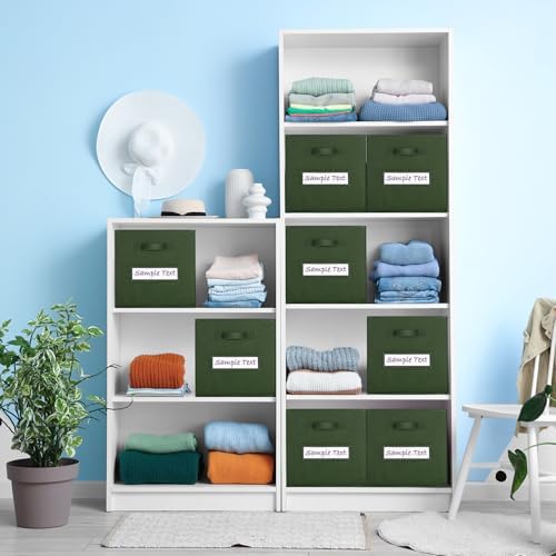 Fabric storage cubes (8 Pack) 11 Inch Cube Storage Bin, cube organizer bins with 8 Labels Window Cards & a Pen, Foldable cube organizer bins and Storage Box, Dark Green - Image 6